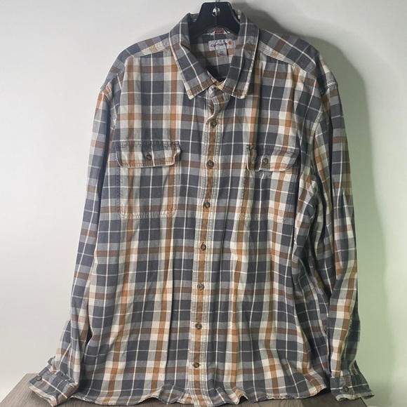 Carhartt Original Fit Plaid Casual Button Down Shirt for Men Size 2XLT - Picture 1 of 10